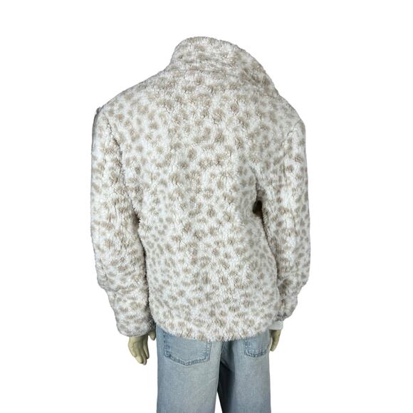 Thread & Supply Teddy Bear Coat Jacket Leopard Print Fluffy Cozy Soft S Small - Picture 7 of 9